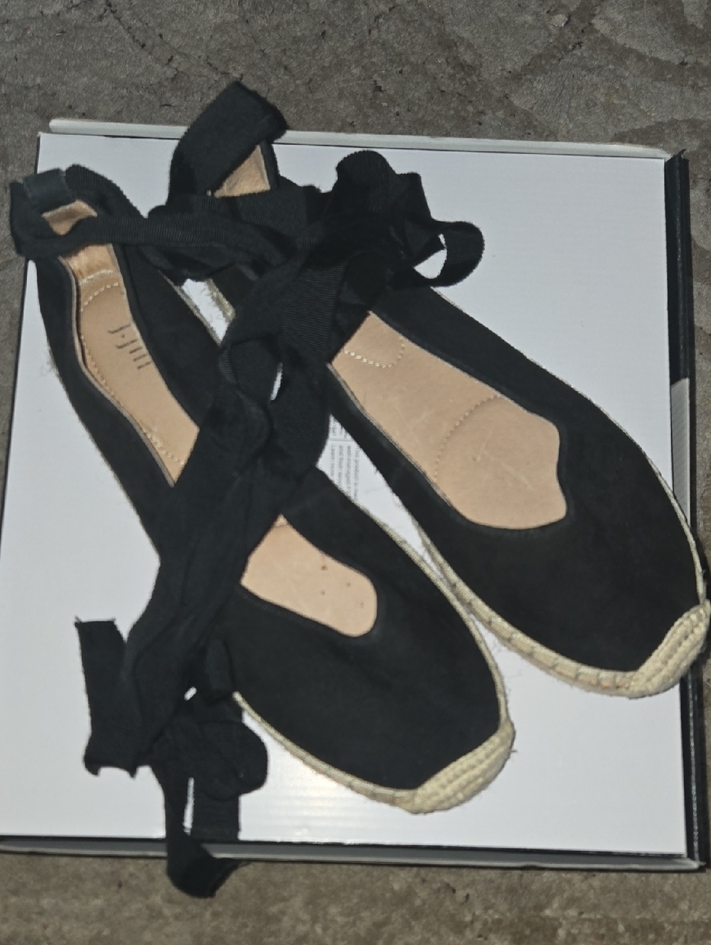 J. Jill Black Lace-Up Espadrilles with Jute Trim